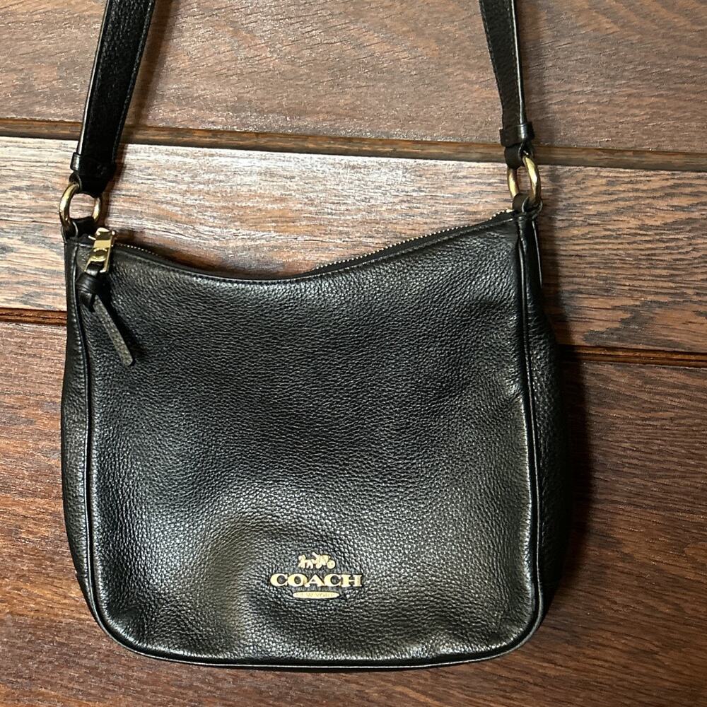 Coach C1648 Ellie File Bag In Black Pebbled Leather Crossbody Old Money Classic - Picture 1 of 15